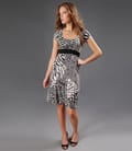 Rochie din jerse cu imprimeu leopard incretita in talie