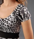 Rochie din jerse cu imprimeu leopard incretita in talie