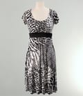 Rochie din jerse cu imprimeu leopard incretita in talie