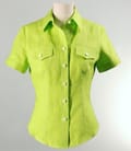 Sacou din in verde cu tighele decorative