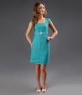 Rochie cu aripioare din in turquoise