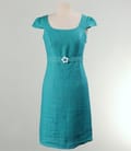 Rochie cu aripioare din in turquoise