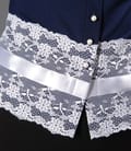 Bluza jerse bleumarin cu dantela aplicata