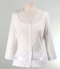 Bluza jerse ecru cu dantela aplicata