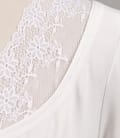 Bluza jerse ecru cu dantela aplicata
