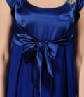 Rochie jerse albastru cu funda din satin sub bust