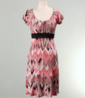 Rochie din jerse cu imprimeu geometric incretita in talie