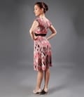Rochie din jerse cu imprimeu geometric incretita in talie