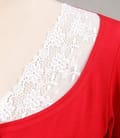Bluza jerse uni rosu cu dantela aplicata
