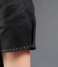 Sacou din in negru cu tighele contrast si cordon