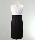 Rochie din in alb-negru cu garnitura contrast