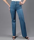 Pantaloni cu buzunare din bumbac satinat albastru