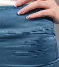 Pantaloni cu buzunare din bumbac satinat albastru