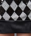 Rochie cu paiete albe si saten negru