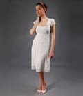 Rochie din voal ecru cu funda si floare