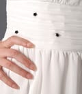 Rochie eleganta din voal creponat alb-ecru