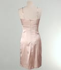 Rochie saten crem cu falduri si aplicatie cristale