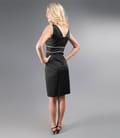 Rochie din bumbac elastic cu dungi si garnitura contrast