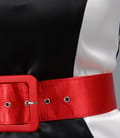 Rochie din saten negru cu clini si curea contrast