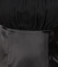 Rochie din saten elastic negru si voal cu cristale