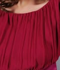 Rochie din saten elastic ciclamen si voal cu cristale