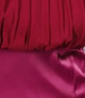 Rochie din saten elastic ciclamen si voal cu cristale