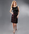 Rochie din saten si dantela cu funda