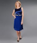 Rochie din saten si voal cu funda
