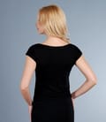 Tricou din jerse uni cu umeri cazuti