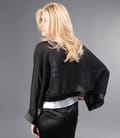 Bolero din voal negru cu garnitura din saten elastic