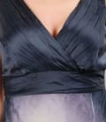 Rochie fluida din matase gri-petrol cu imprimeu floral