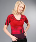 Tricou cu maneci si falduri din jerse imprimat