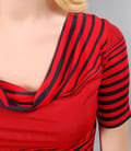 Tricou cu maneci si falduri din jerse imprimat
