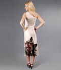 Rochie eleganta crem cu imprimeu floral
