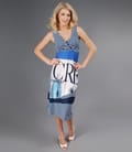 Rochie jerse imprimat cu nod pe bust