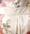 Rochie din saten crem cu imprimeu floral si falduri