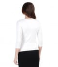 Bluza din jerse alb-crem legata cu cordon