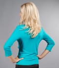 Bluza din jerse turquoise legata cu cordon