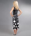 Rochie jerse imprimat alb-negru cu nod pe bust