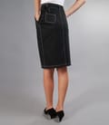 Fusta din bumbac elastic cu tighele contrast si buzunare