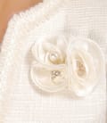 Sacou din bucle de bumbac elastic ecru cu garnitura
