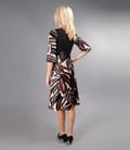 Rochie din saten imprimat si jerse cu maneci bufante