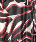 Rochie din saten imprimat si jerse cu maneci bufante