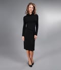 Rochie din jerse elastic moale gri inchis cu guler