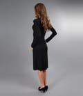 Rochie din jerse elastic moale gri inchis cu guler