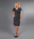 Rochie cu cordon din tesatura elastica gri
