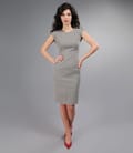 Rochie eleganta din tesatura elastica alb-negru