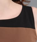 Rochie office din stofa elastica combinatie maro-negru