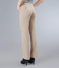 Pantaloni office bej cu buzunare