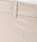 Pantaloni din in bej cu tighele contrast